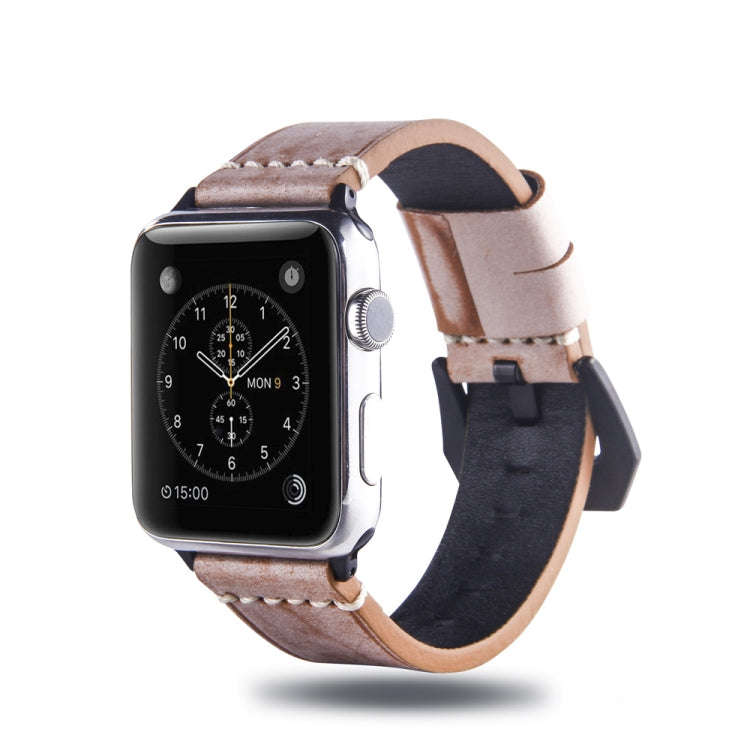 White Fog Wax Texture Top-grain Leather Strap for Apple Watch Series 7 41mm / 6 & SE & 5 & 4 40mm...