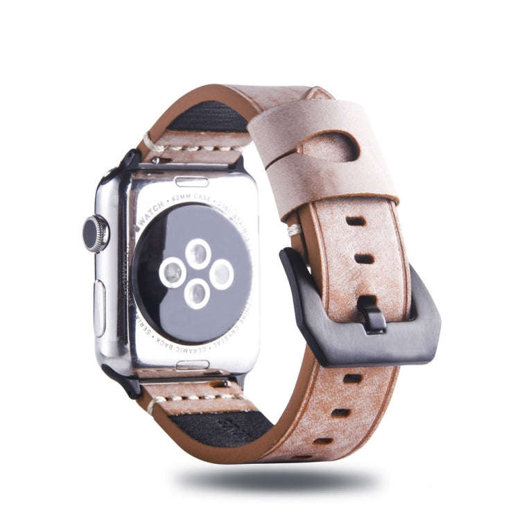 White Fog Wax Texture Top-grain Leather Strap for Apple Watch Series 7 41mm / 6 & SE & 5 & 4 40mm...