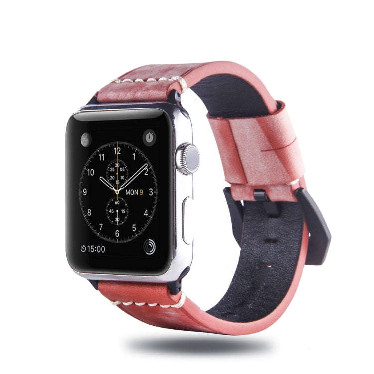 White Fog Wax Texture Top-grain Leather Strap for Apple Watch Series 7 41mm / 6 & SE & 5 & 4 40mm...