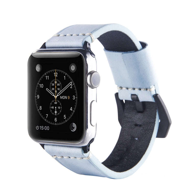 White Fog Wax Texture Top-grain Leather Strap for Apple Watch Series 7 41mm / 6 & SE & 5 & 4 40mm...