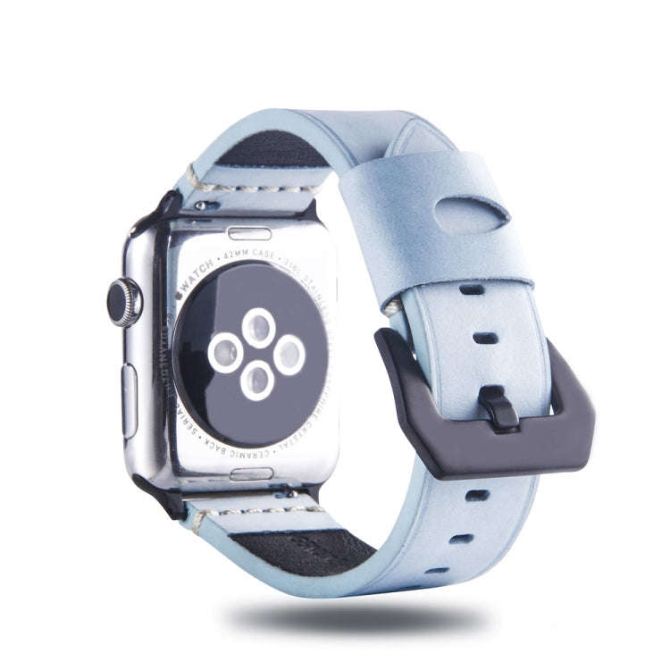 White Fog Wax Texture Top-grain Leather Strap for Apple Watch Series 7 41mm / 6 & SE & 5 & 4 40mm...