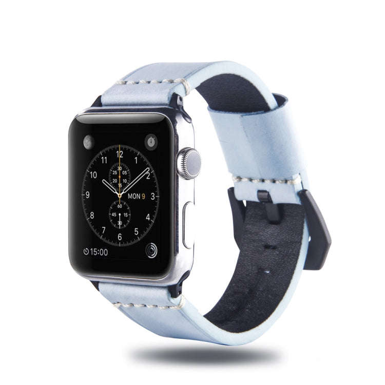 White Fog Wax Texture Top-grain Leather Strap for Apple Watch Series 7 41mm / 6 & SE & 5 & 4 40mm...