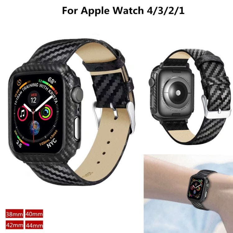 Genuine Leather Carbon Fiber Strap + Frame for Apple Watch Series 4 40mm