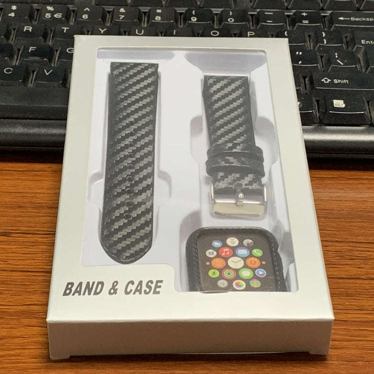 Genuine Leather Carbon Fiber Strap + Frame for Apple Watch Series 4 40mm