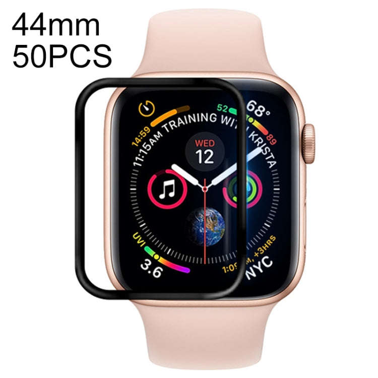 50 PCS For Apple Watch Series 5 & 4 44mm Soft PET Film Full Cover Screen Protector(Black)