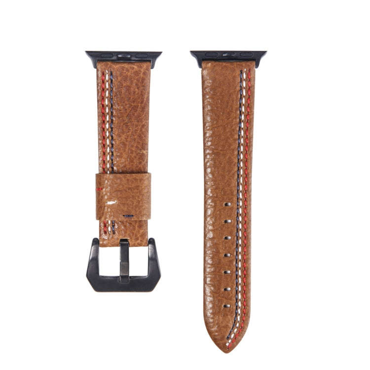 For Apple Watch Series 3 & 2 & 1 38mm Tiga Line Pattern PU Leather Wrist Watch Band (Brown)