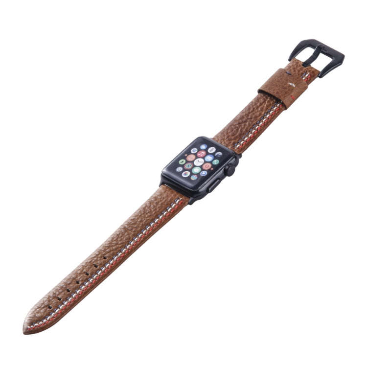For Apple Watch Series 3 & 2 & 1 38mm Tiga Line Pattern PU Leather Wrist Watch Band (Brown)