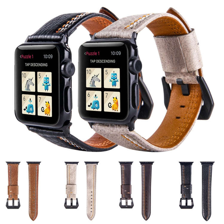 For Apple Watch Series 3 & 2 & 1 38mm Tiga Line Pattern PU Leather Wrist Watch Band (Brown)