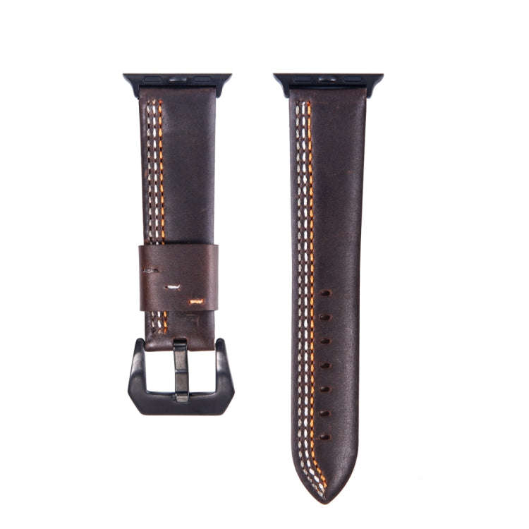 For Apple Watch Series 3 & 2 & 1 42mm Tiga Line Pattern PU Leather Wrist Watch Band (Coffee)