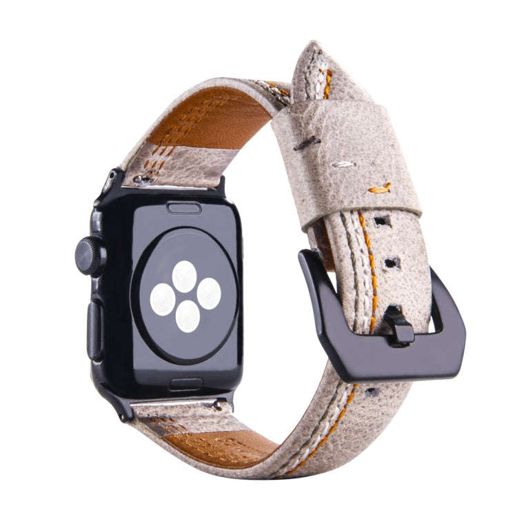 For Apple Watch Series 3 & 2 & 1 42mm Tiga Line Pattern PU Leather Wrist Watch Band (White)