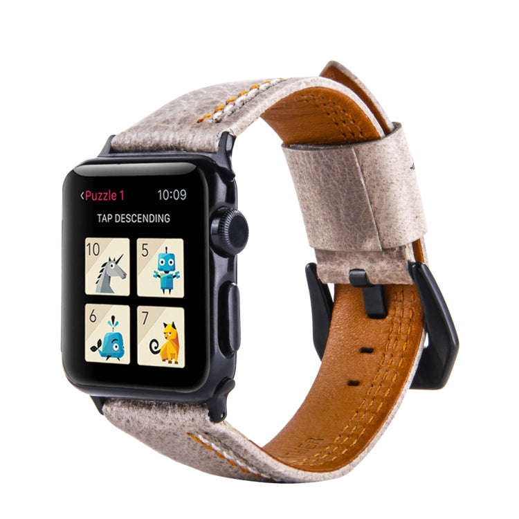 For Apple Watch Series 3 & 2 & 1 42mm Tiga Line Pattern PU Leather Wrist Watch Band (White)