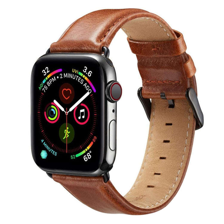 Black Buckle Leather Watch Band For Apple Watch Series 10 42mm / 9&8&7 41mm / SE 3&SE 2&6&SE&5&4 ...