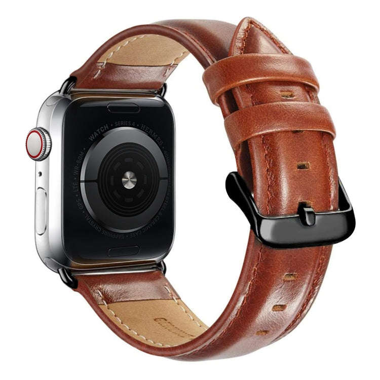Black Buckle Leather Watch Band For Apple Watch Series 10 42mm / 9&8&7 41mm / SE 3&SE 2&6&SE&5&4 ...