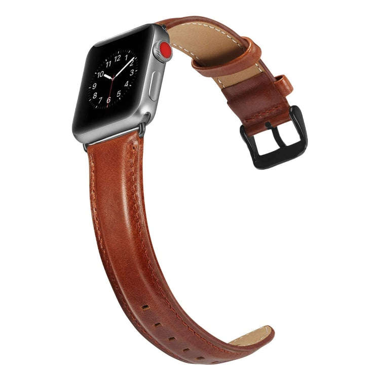 Black Buckle Leather Watch Band For Apple Watch Series 10 42mm / 9&8&7 41mm / SE 3&SE 2&6&SE&5&4 ...
