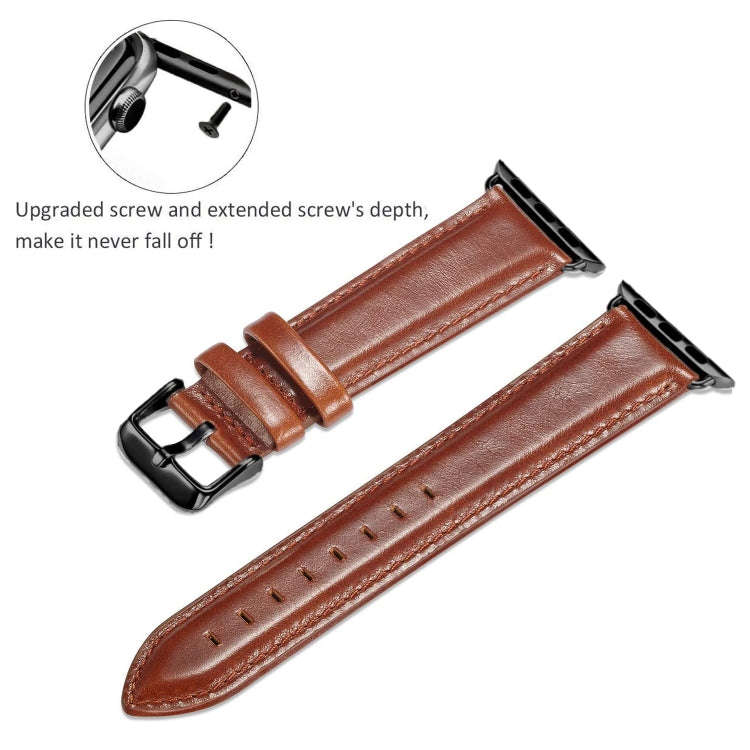 Black Buckle Leather Watch Band For Apple Watch Series 10 42mm / 9&8&7 41mm / SE 3&SE 2&6&SE&5&4 ...