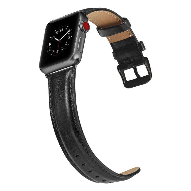 Black Buckle Leather Watch Band For Apple Watch Ultra 49mm&Watch Ultra 2 49mm / Series 10 46mm / ...