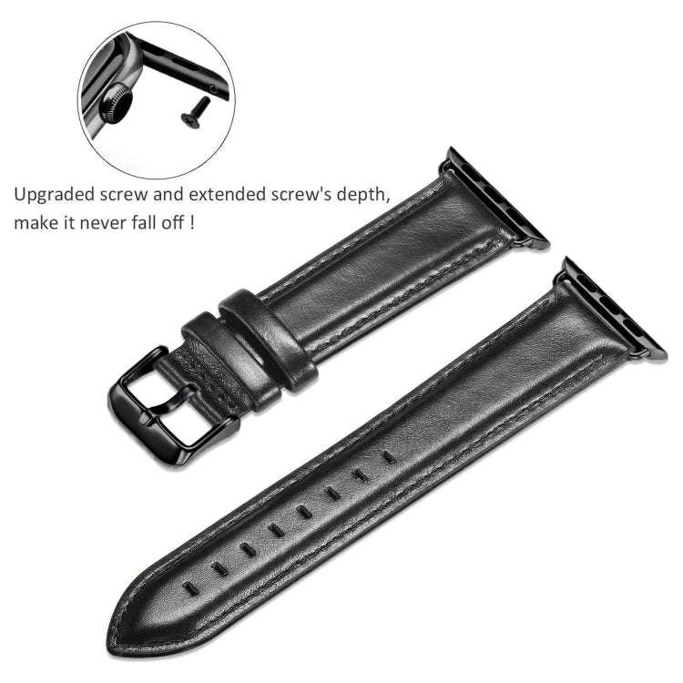 Black Buckle Leather Watch Band For Apple Watch Ultra 49mm&Watch Ultra 2 49mm / Series 10 46mm / ...