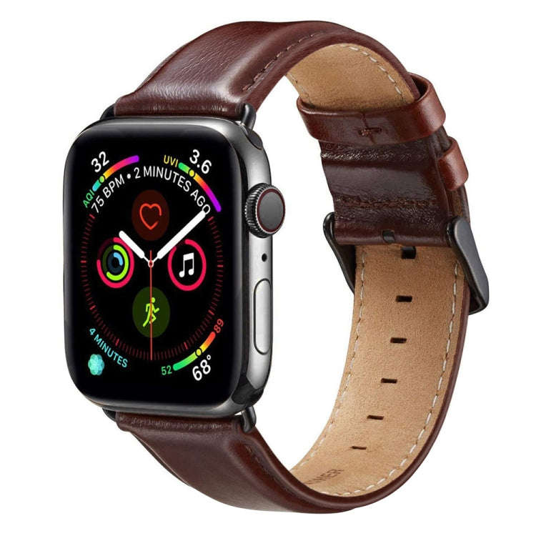 Black Buckle Leather Watch Band For Apple Watch Ultra 49mm&Watch Ultra 2 49mm / Series 10 46mm / ...