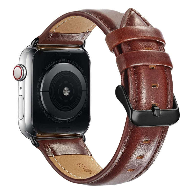 Black Buckle Leather Watch Band For Apple Watch Ultra 49mm&Watch Ultra 2 49mm / Series 10 46mm / ...