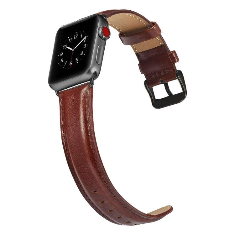 Black Buckle Leather Watch Band For Apple Watch Ultra 49mm&Watch Ultra 2 49mm / Series 10 46mm / ...