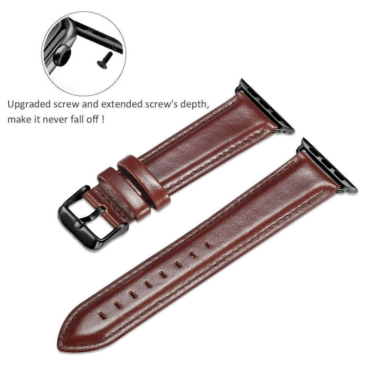 Black Buckle Leather Watch Band For Apple Watch Ultra 49mm&Watch Ultra 2 49mm / Series 10 46mm / ...