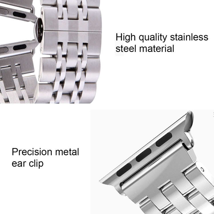 Hidden Butterfly Buckle 7 Beads Stainless Steel Watch Band For Apple Watch 42mm(Gold)
