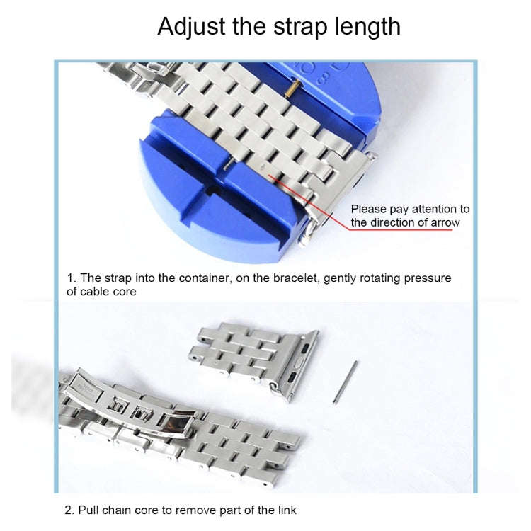 Hidden Butterfly Buckle 7 Beads Stainless Steel Watch Band For Apple Watch 42mm(Gold)