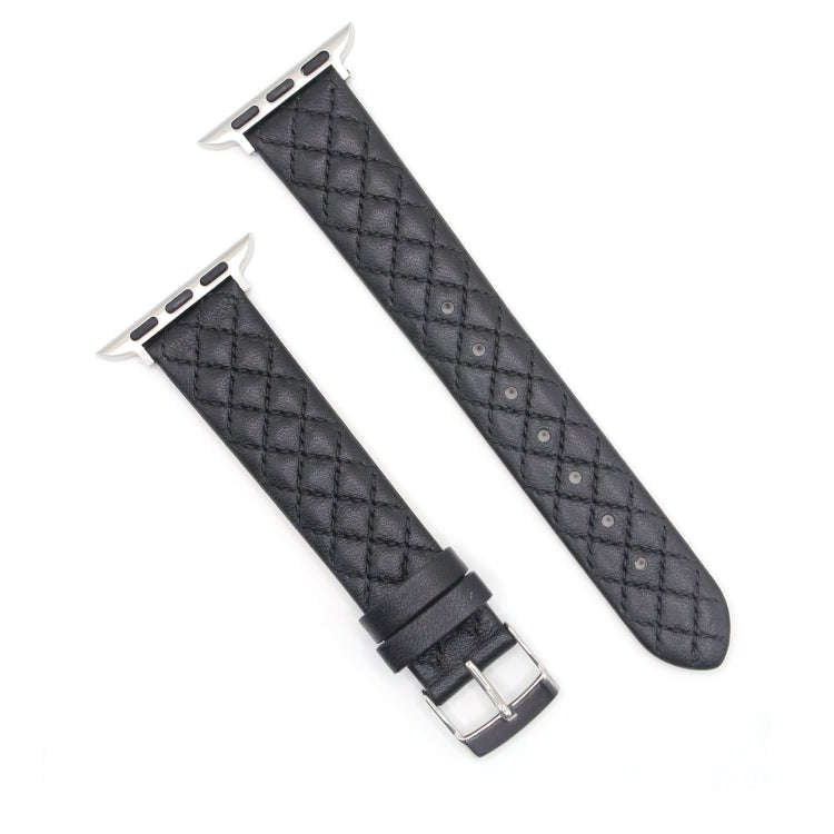 Rhombus Top Layer Cowhide Leather Watch Band For Apple Watch Ultra 49mm&Watch Ultra 2 49mm / Seri...