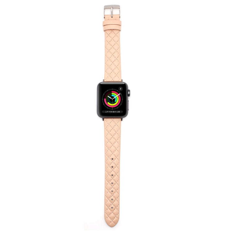 Rhombus Top Layer Cowhide Leather Watch Band For Apple Watch Ultra 49mm&Watch Ultra 2 49mm / Seri...