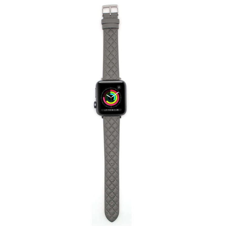 Rhombus Top Layer Cowhide Leather Watch Band For Apple Watch Ultra 49mm&Watch Ultra 2 49mm / Seri...