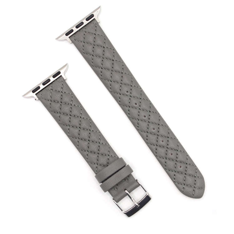 Rhombus Top Layer Cowhide Leather Watch Band For Apple Watch Ultra 49mm&Watch Ultra 2 49mm / Seri...