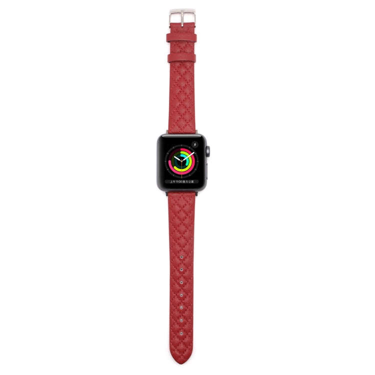 Rhombus Top Layer Cowhide Leather Watch Band For Apple Watch Ultra 49mm&Watch Ultra 2 49mm / Seri...