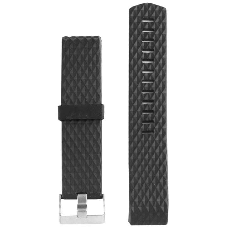 For Fitbit Charger 2 Bracelet Watch Diamond Texture TPU Watch Band, Full Length: 23cm(Black)