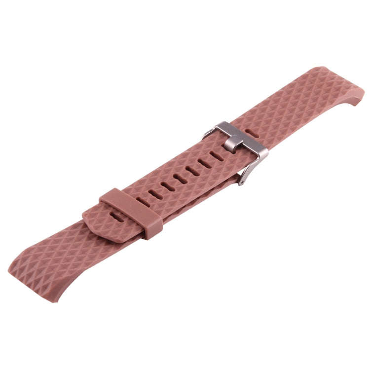 For Fitbit Charger 2 Bracelet Watch Diamond Texture TPU Watch Band, Full Length: 23cm(Coffee)
