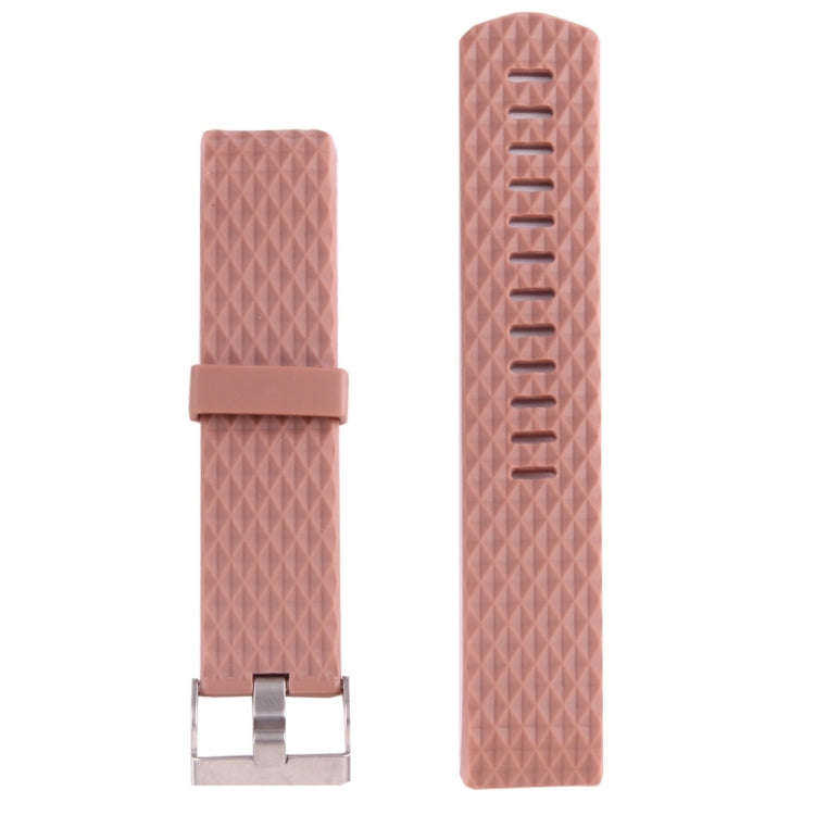 For Fitbit Charger 2 Bracelet Watch Diamond Texture TPU Watch Band, Full Length: 23cm(Coffee)