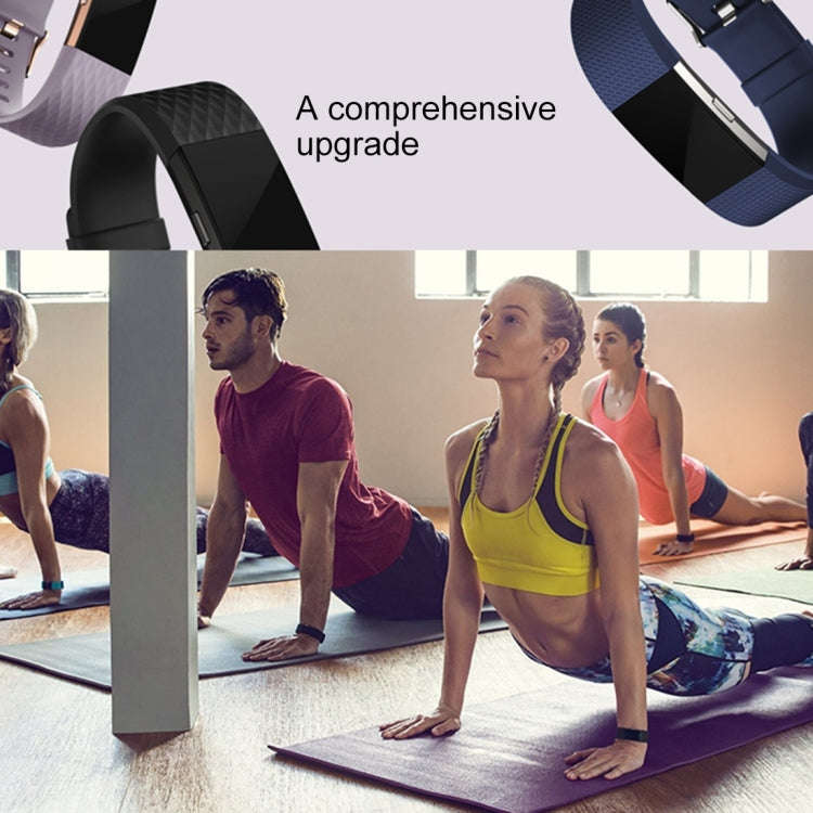 For Fitbit Charger 2 Bracelet Watch Diamond Texture TPU Watch Band, Full Length: 23cm(Dark Blue)