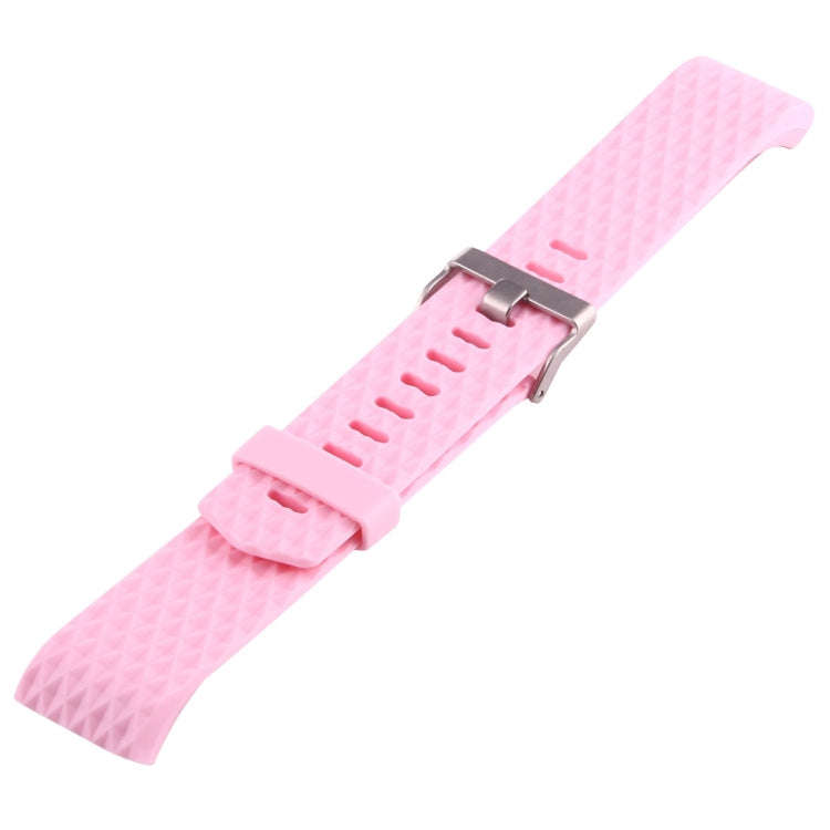 For Fitbit Charger 2 Bracelet Watch Diamond Texture TPU Watch Band, Full Length: 23cm(Pink)