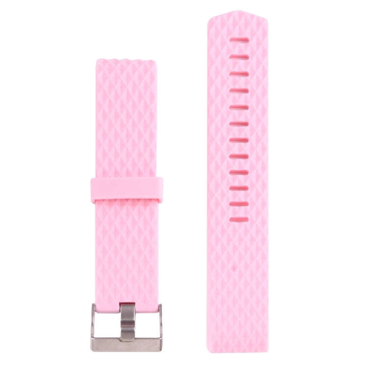 For Fitbit Charger 2 Bracelet Watch Diamond Texture TPU Watch Band, Full Length: 23cm(Pink)