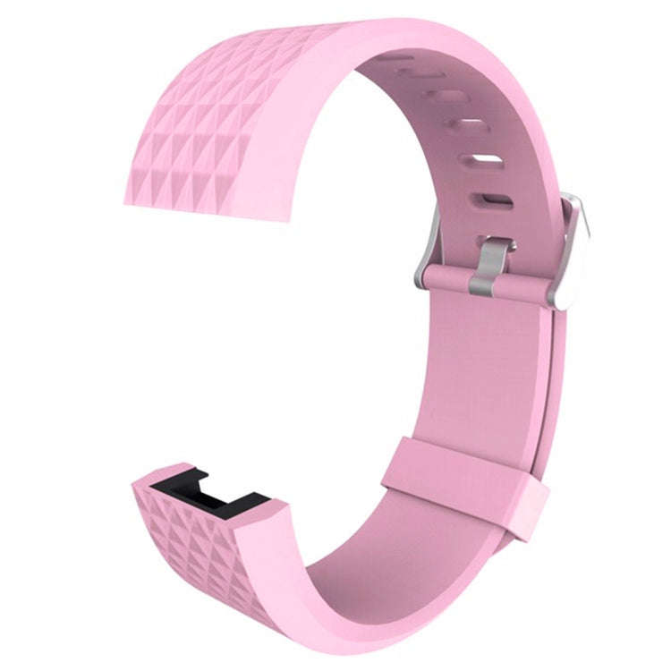 For Fitbit Charger 2 Bracelet Watch Diamond Texture TPU Watch Band, Full Length: 23cm(Pink)