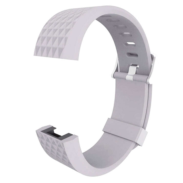 For Fitbit Charger 2 Bracelet Watch Diamond Texture TPU Watch Band, Full Length: 23cm(Grey)