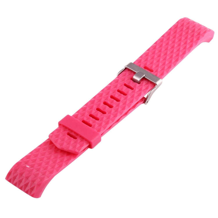 For Fitbit Charger 2 Bracelet Watch Diamond Texture TPU Watch Band, Full Length: 23cm(Magenta)