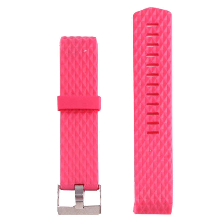 For Fitbit Charger 2 Bracelet Watch Diamond Texture TPU Watch Band, Full Length: 23cm(Magenta)