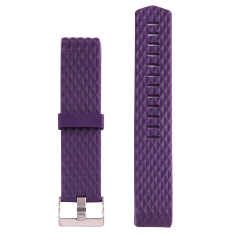 For Fitbit Charger 2 Bracelet Watch Diamond Texture TPU Watch Band, Full Length: 23cm(Purple)