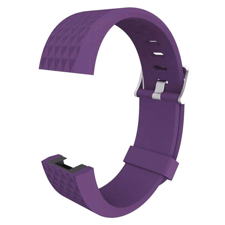 For Fitbit Charger 2 Bracelet Watch Diamond Texture TPU Watch Band, Full Length: 23cm(Purple)