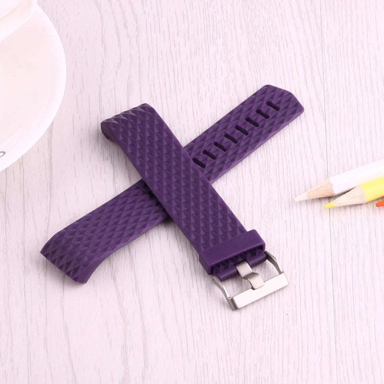 For Fitbit Charger 2 Bracelet Watch Diamond Texture TPU Watch Band, Full Length: 23cm(Purple)