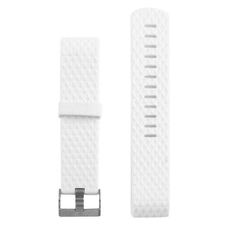For Fitbit Charger 2 Bracelet Watch Diamond Texture TPU Watch Band, Full Length: 23cm(White)