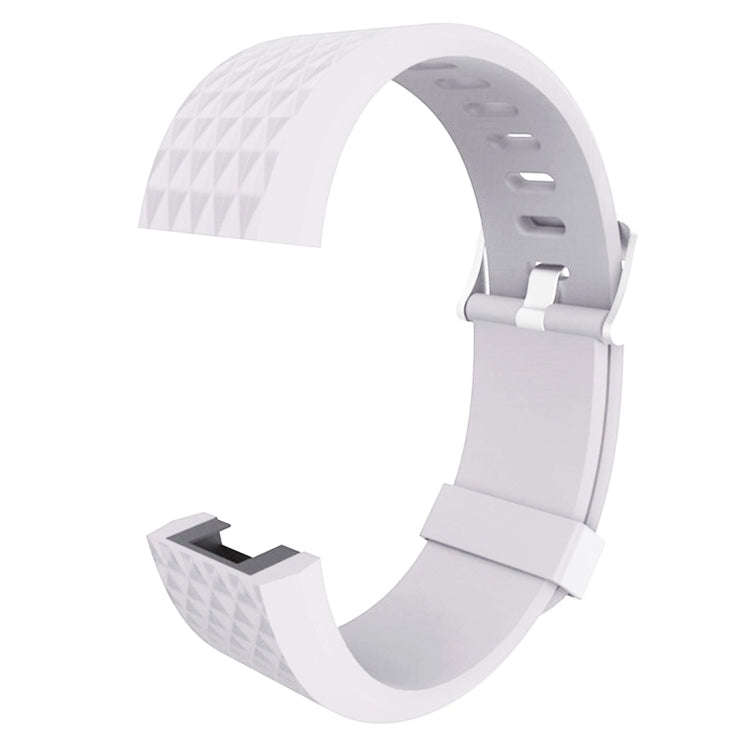 For Fitbit Charger 2 Bracelet Watch Diamond Texture TPU Watch Band, Full Length: 23cm(White)