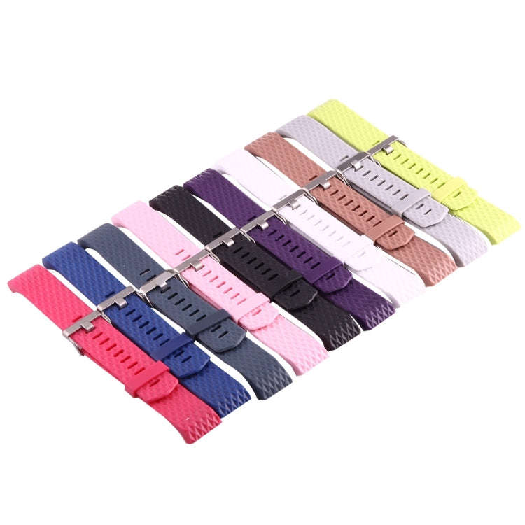 For Fitbit Charger 2 Bracelet Watch Diamond Texture TPU Watch Band, Full Length: 23cm(Dark Blue)