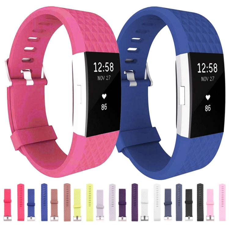 For Fitbit Charger 2 Bracelet Watch Diamond Texture TPU Watch Band, Full Length: 23cm(Dark Blue)