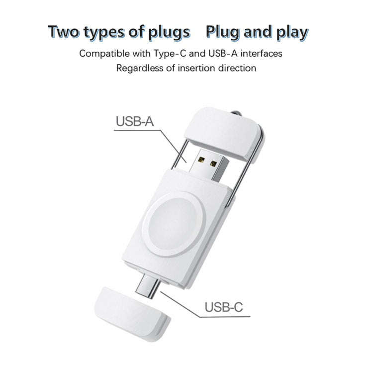U8 USB / Type-C Magnetic Wireless Charger Fast Charger for Apple Watch Series (White)